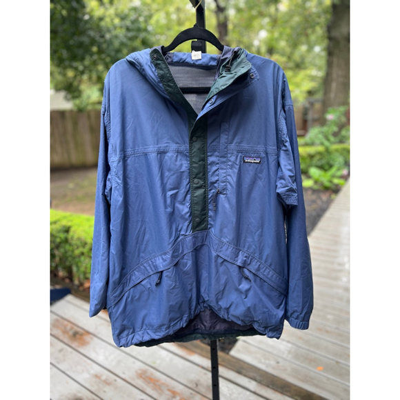 Vintage RARE 90s Patagonia Hooded Back Bowl Anorak Jacket Mens Blue 83892 Rain - Picture 1 of 13